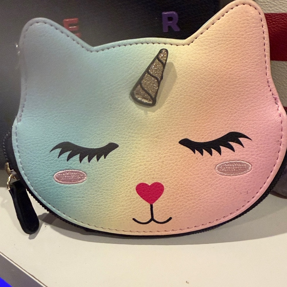Betsey Johnson Unicorn Cat Ombré Change Purse NWOT